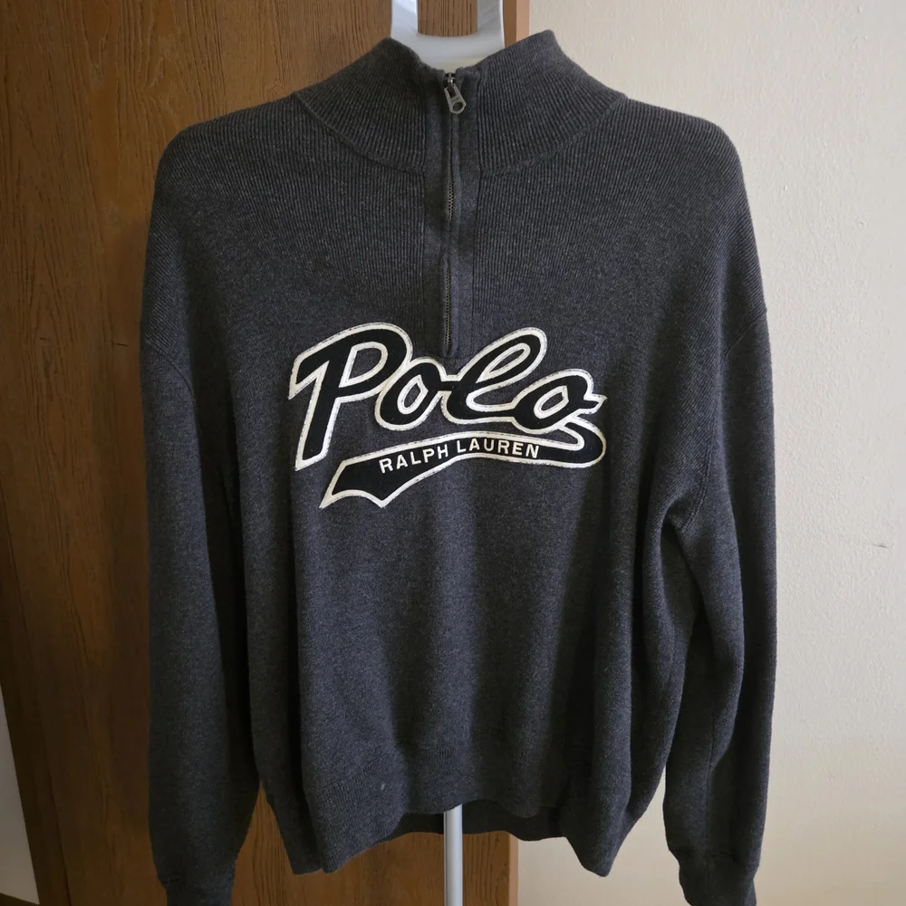 Polo by Ralph Lauren Mens Charcoal Quarter-Zip Sweater - Picture 2 of 5